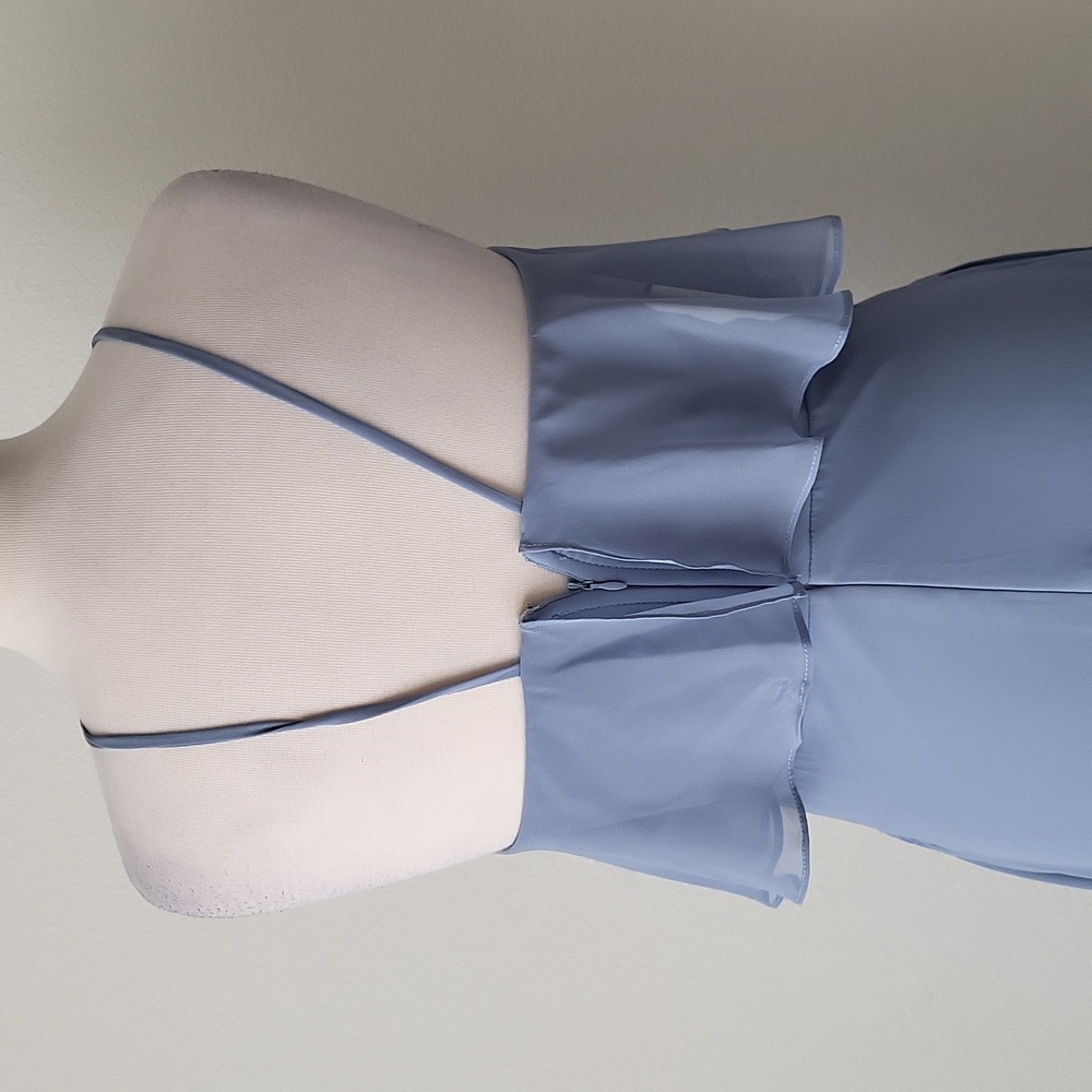 Elegant Cornflower Blue Ruffle Halter Dress Birdy Grey - Picture 4 of 9
